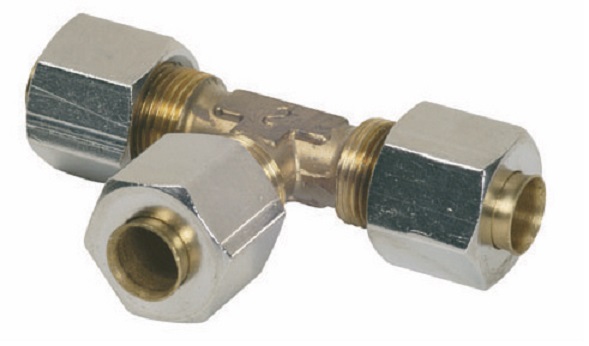 8mm t-kobling messing