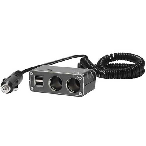 Uttak med 2 stk/12 V og 2 stk/USB