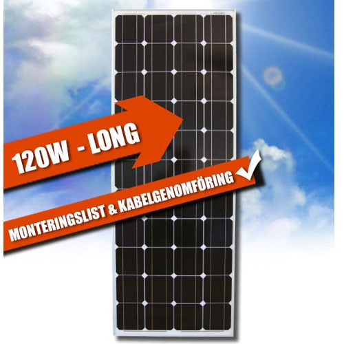 LTC Solcelle Lang 120W + Monteringslist & Kabelgjennomføring