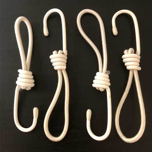 Gummibånd med krok 12cm 4-pakning
