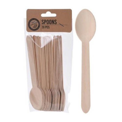 Eco Engangsbestikk Skje 20-Pack Tre