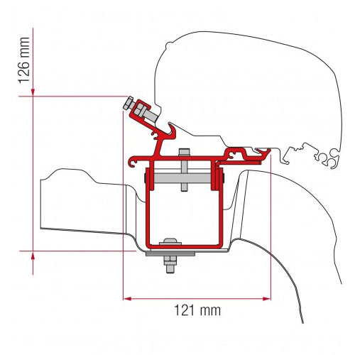 Fiamma Adapter F65/F80 VW-Crafter Uten Takstativ H3L3 2017-