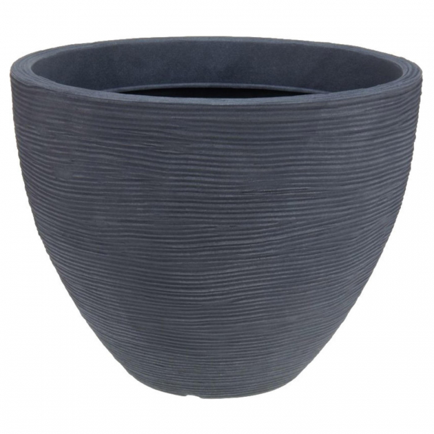 Krukke Ribbet 31x39cm Rund GråKrukke Ribbet Høyde 31cm Diameter 39cm Rund Grå