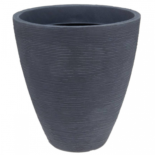 Krukke Ribbet Høyde 42cm Diameter 39cm Rund Grå