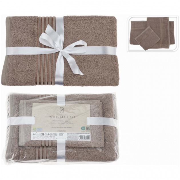 Håndklærsett 3 deler Beige