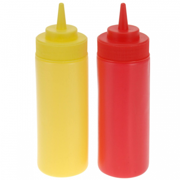 Ketchup- og sennepsflasker