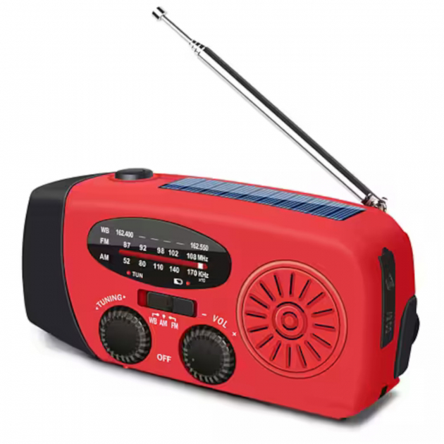 Nødradio med sveiv AM-FM Solcelle inkl. USB