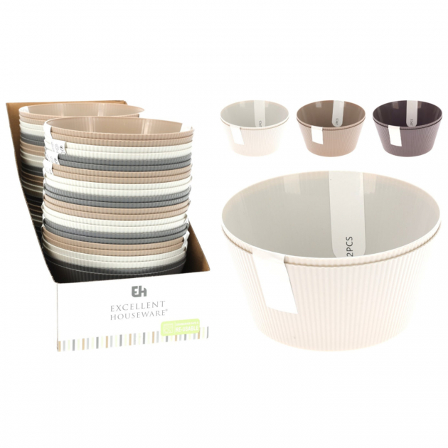 Skål Stripe 15cm i Plast 2-pakning