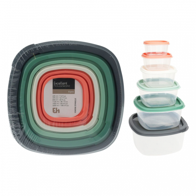 Oppbevaringsbokser med Lokk 6-Pack