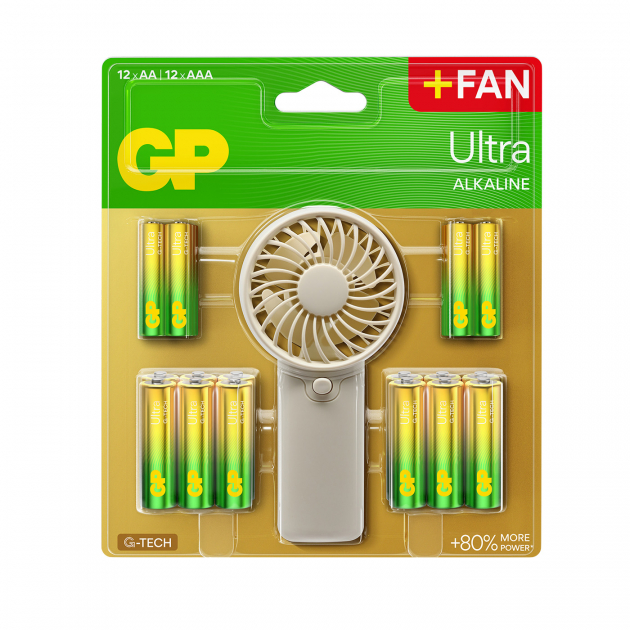 GP Batterier 12AA og 12 AAA Inkl Håndvifte  