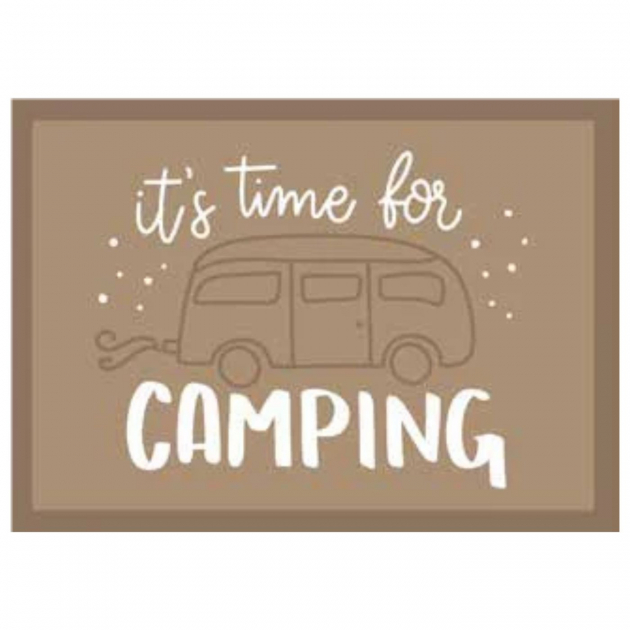 Dørmatte It’s Time For Camping Beige