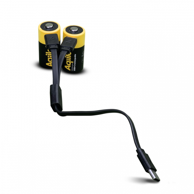 Aqiila Oppladbare CR123A-Batterier USB-C 2pk
