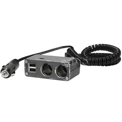 Uttak med 2 stk/12 V og 2 stk/USB i gruppen Campingvogn & Bobilt / Elektronikk / Strømbryter & In/Utgang / Uttak USB hos Campmarket (65321)