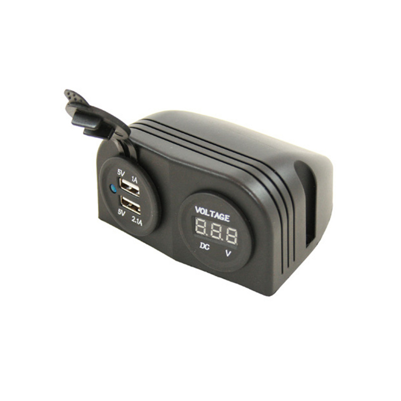 USB-Utgang Dobbel Voltmåler Utendørs i gruppen Campingvogn & Bobilt / Elektronikk / Strømbryter & In/Utgang / Uttak USB hos Campmarket (65935)