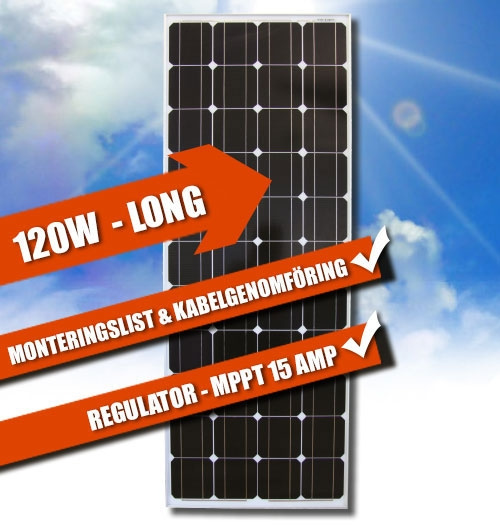 LTC Komplett Solcellepakke Long 120W MPPT i gruppen Campingvogn & Bobilt / Elektronikk / Solpaneler hos Campmarket (66898)