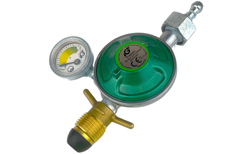 Reduksjonsventil med POL- og 8mm slangeanslutning manometer i gruppen Campingvogn & Bobilt / Gass og tilbehør / Reduksjonsventiler hos Campmarket (67304)