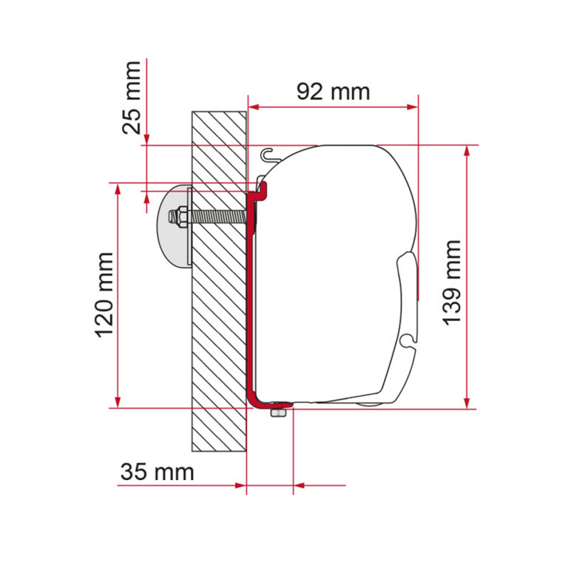Fiamma Adapter Standard AS 400 F45 450-500cm i gruppen Fortelt & Markiser / Markiser / Bobilmarkiser / Fiamma Boxmarkiser / Adaptere hos Campmarket (69803)