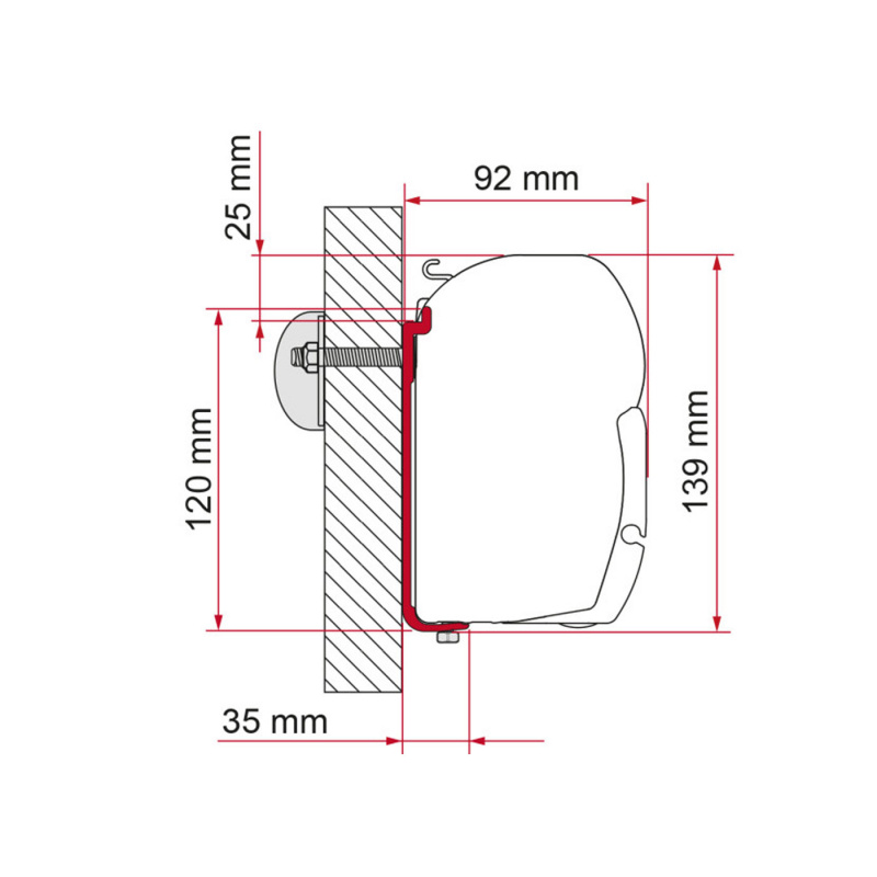Fiamma Adapter Standard AS 120 F45 260-400cm i gruppen Fortelt & Markiser / Markiser / Bobilmarkiser / Fiamma Boxmarkiser / Adaptere hos Campmarket (73165)