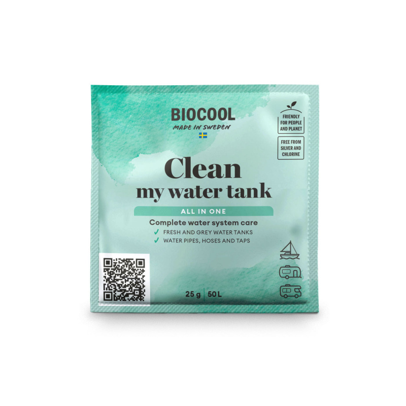 Biocool Clean My Water Tank Porsjonspose 50L i gruppen Vann & Sanitær / Kjemi & Tilbehør / Toalett/Tank-rengjøring & Tilbehør hos Campmarket (80682)
