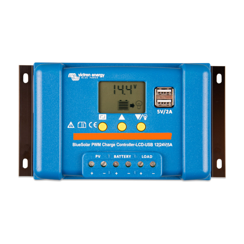 Solcelle regulator Victron BlueSolar PWM-LCD&USB 12/24V-5A i gruppen Campingvogn & Bobilt / Elektronikk / Solpaneler / Solcelleregulatorer / PWM hos Campmarket (81215)