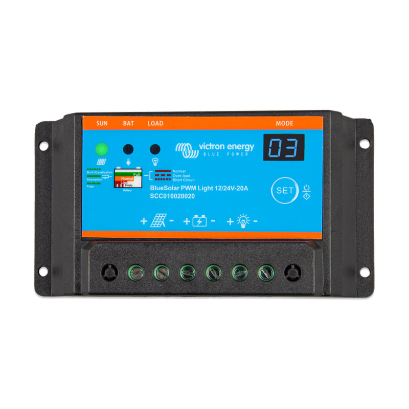 Solcelle regulator Victron BlueSolar PWM-Light 12/24V-20A i gruppen Campingvogn & Bobilt / Elektronikk / Solpaneler / Solcelleregulatorer / PWM hos Campmarket (81219)