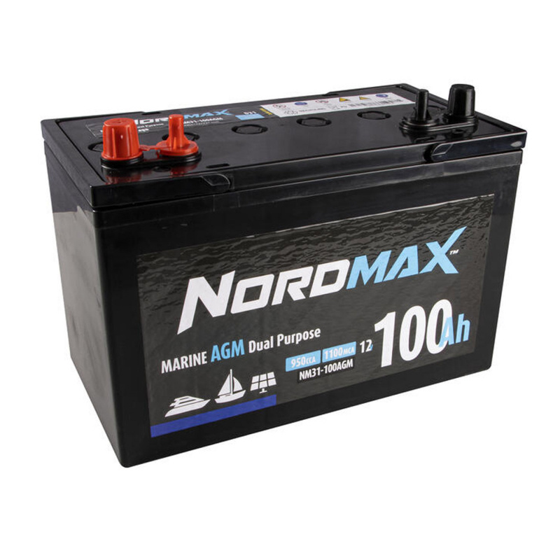 Nordmax Marine Fritidsbatteri 100Ah AGM i gruppen Campingvogn & Bobilt / Elektronikk / Batterier & Omformere / Batterier hos Campmarket (81429)