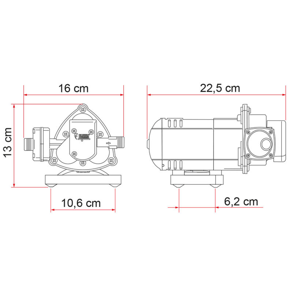 Fiamma Aqua8 Trykkvannpumpe 10L/min 1,5bar i gruppen Vann & Sanitær / Vann / Vannpumper / Trykkpumper hos Campmarket (65308)