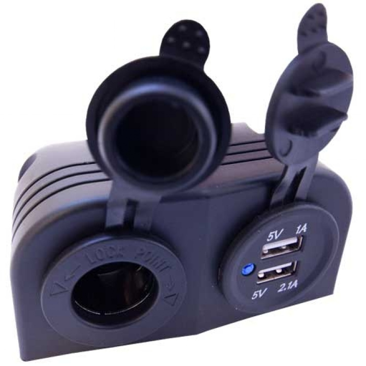 2x USB Med 12 Volt Utvendig i gruppen Campingvogn & Bobilt / Elektronikk / Strømbryter & In/Utgang / Uttak USB hos Campmarket (65933)