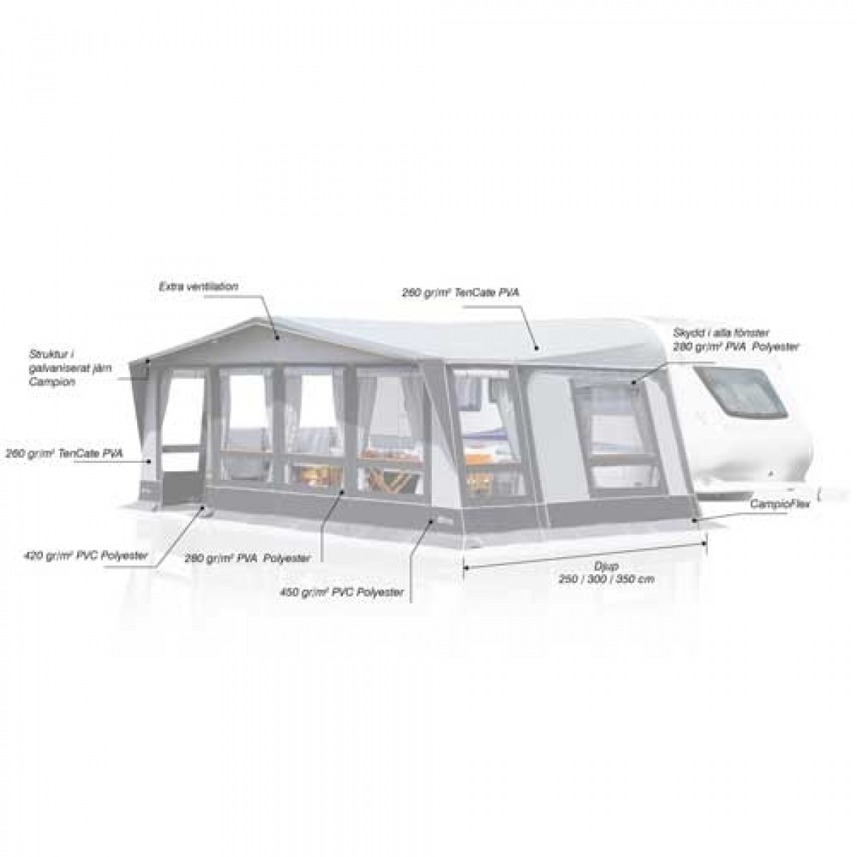 Inaca Stela 350 i gruppen Fortelt & Markiser / Fortelt Campingvogn / A-måttstelt / Dyp 3,5m hos Campmarket (66146)