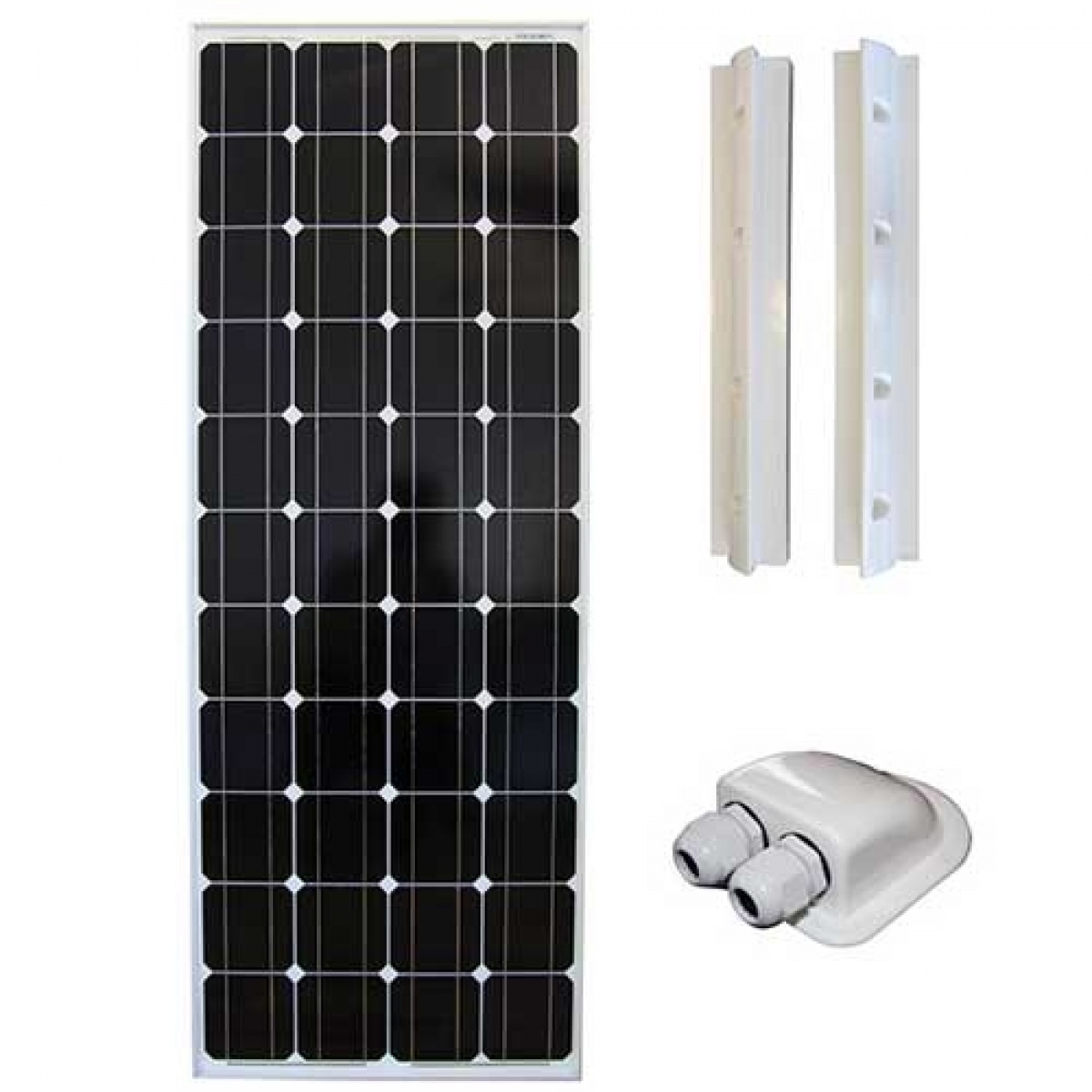 LTC Solcelle Lang 120W + Monteringslist & Kabelgjennomføring i gruppen Campingvogn & Bobilt / Elektronikk / Solpaneler hos Campmarket (66342)