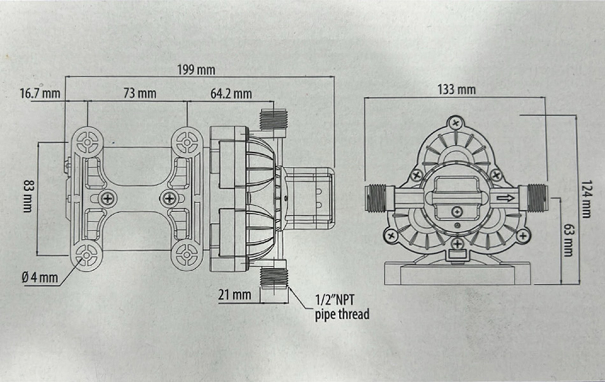 Carbest Trykkpumpe 12V 7L/min 1,4bar i gruppen Vann & Sanitær / Vann / Vannpumper / Trykkpumper hos Campmarket (66665)