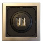 Veggdott USB Dobbel Svart/Sølv