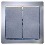 Strømbryter 12V Dobbel Grå/Krom