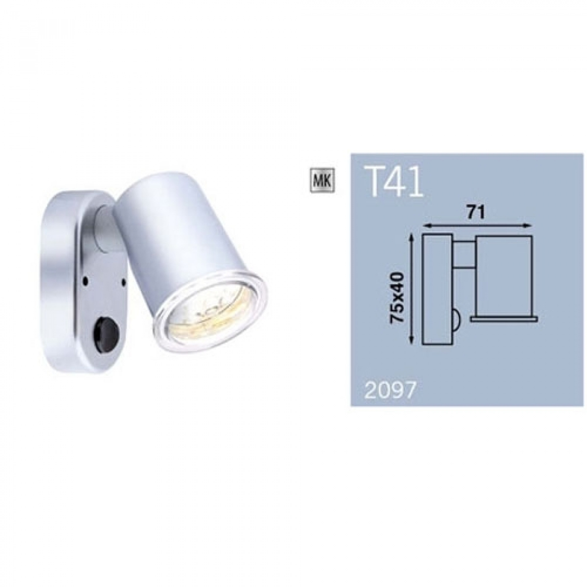 Spotlight T41 Walli Matt Krom 12V i gruppen Campingvogn & Bobilt / Elektronikk / Innvendig belysning / Søkelys hos Campmarket (66928)