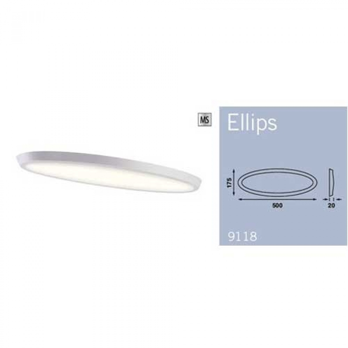 Taklampe Ellips Hvit i gruppen Campingvogn & Bobilt / Elektronikk / Innvendig belysning / Taklamper hos Campmarket (66937)