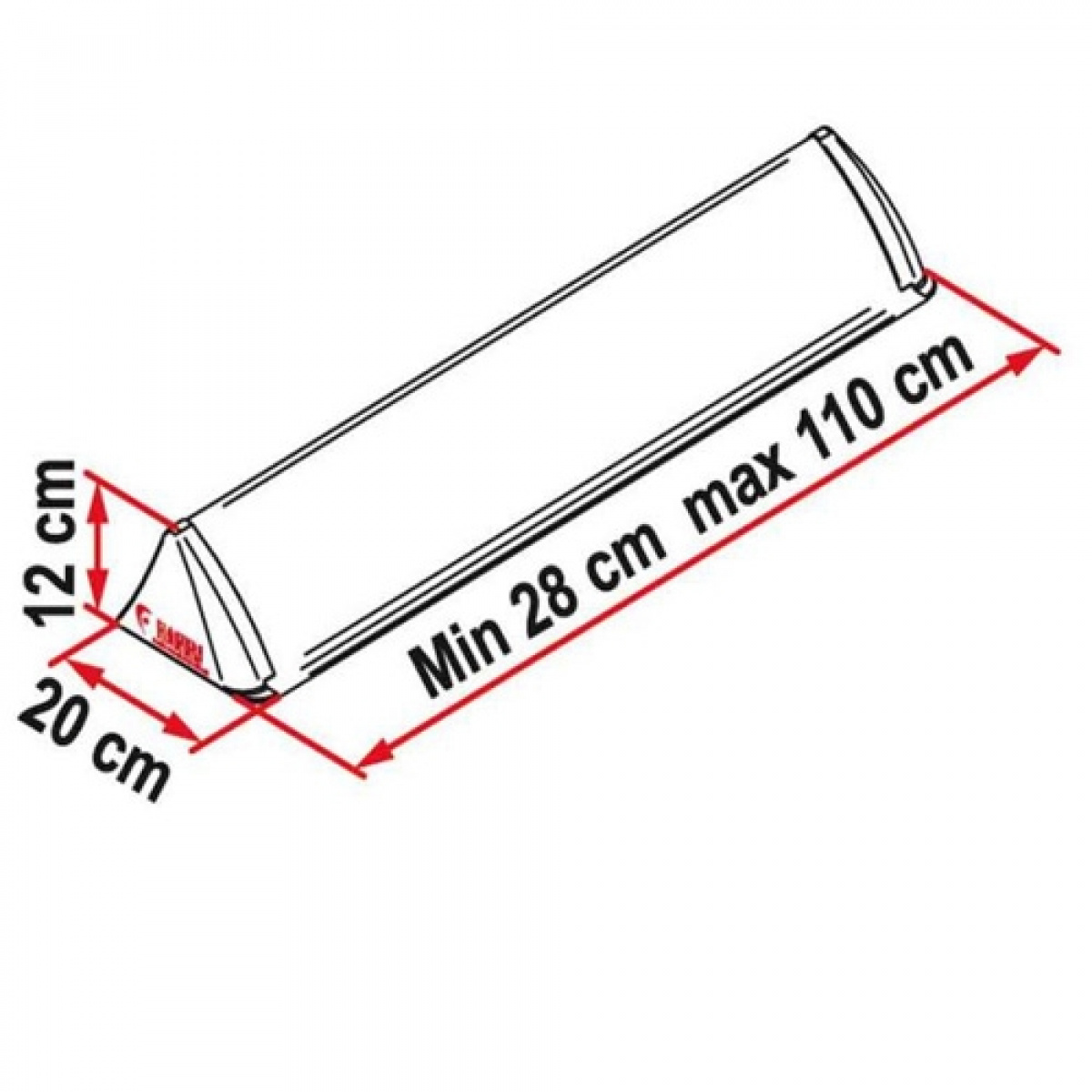 Spoiler for takluke fra 26-110 cm, Hvit i gruppen Campingvogn & Bobilt / Karosseri / Takluker / Tilbehør til takluker hos Campmarket (67623)