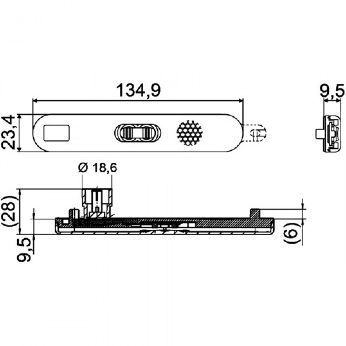 Sidomarkeringslykt Hella 12V 135x23 mm i gruppen Campingvogn & Bobilt / Elektronikk / Trafikk & Utvendig belysning / Sidelys hos Campmarket (67657)