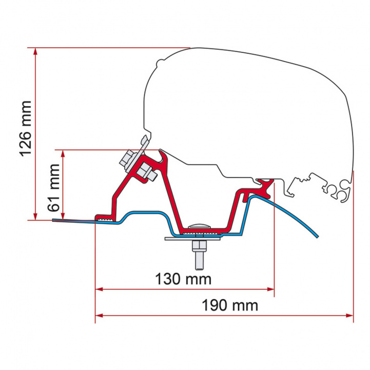 Fiamma Adapter F65/F80 Crafter/Sprinter H2 -2020 i gruppen Campingvogn & Bobilt / Van & Plåtbiter / Markiser / Markiseadaptere / Fiamma / F65/F80-Crafter/Sprinter hos Campmarket (67759)