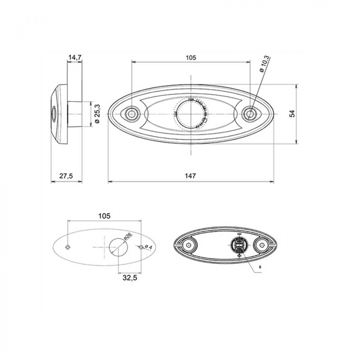 Sidemarkeringslys LED med hvit ramme i gruppen Campingvogn & Bobilt / Elektronikk / Trafikk & Utvendig belysning / Sidelys hos Campmarket (67999)