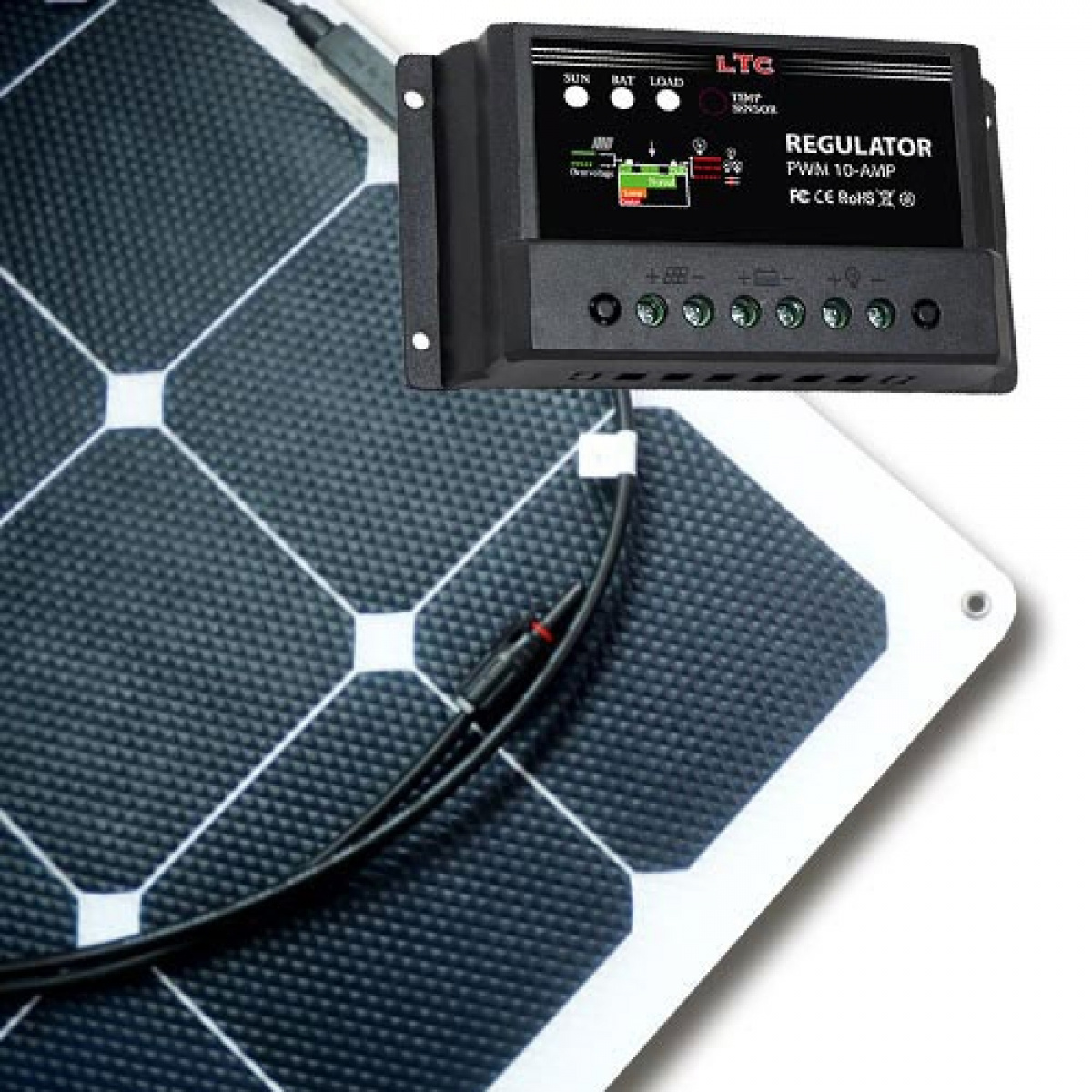 LTC Solcelle Flat Line 120W Inkl PWM-Regulator i gruppen Campingvogn & Bobilt / Elektronikk / Solpaneler hos Campmarket (68216)