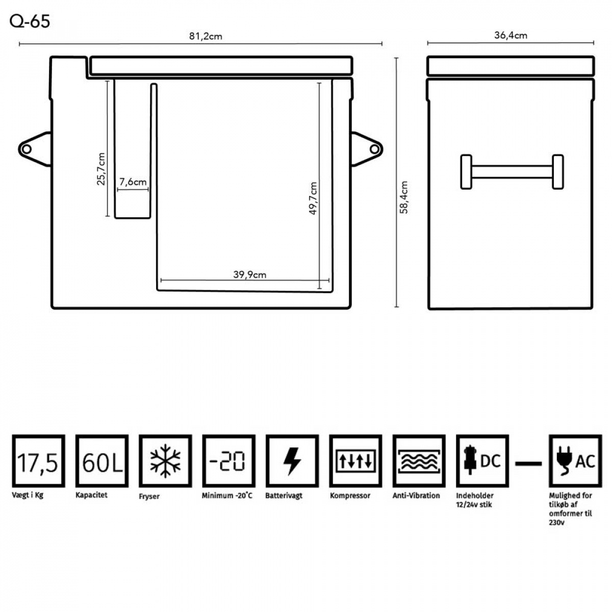Kompressorkjøleboks FMT Q65 i gruppen Campingvogn & Bobilt / Varme, Kulde & Ventilasjon / Kjøleskap & Kjølebokser / Kjølebokser hos Campmarket (68882)