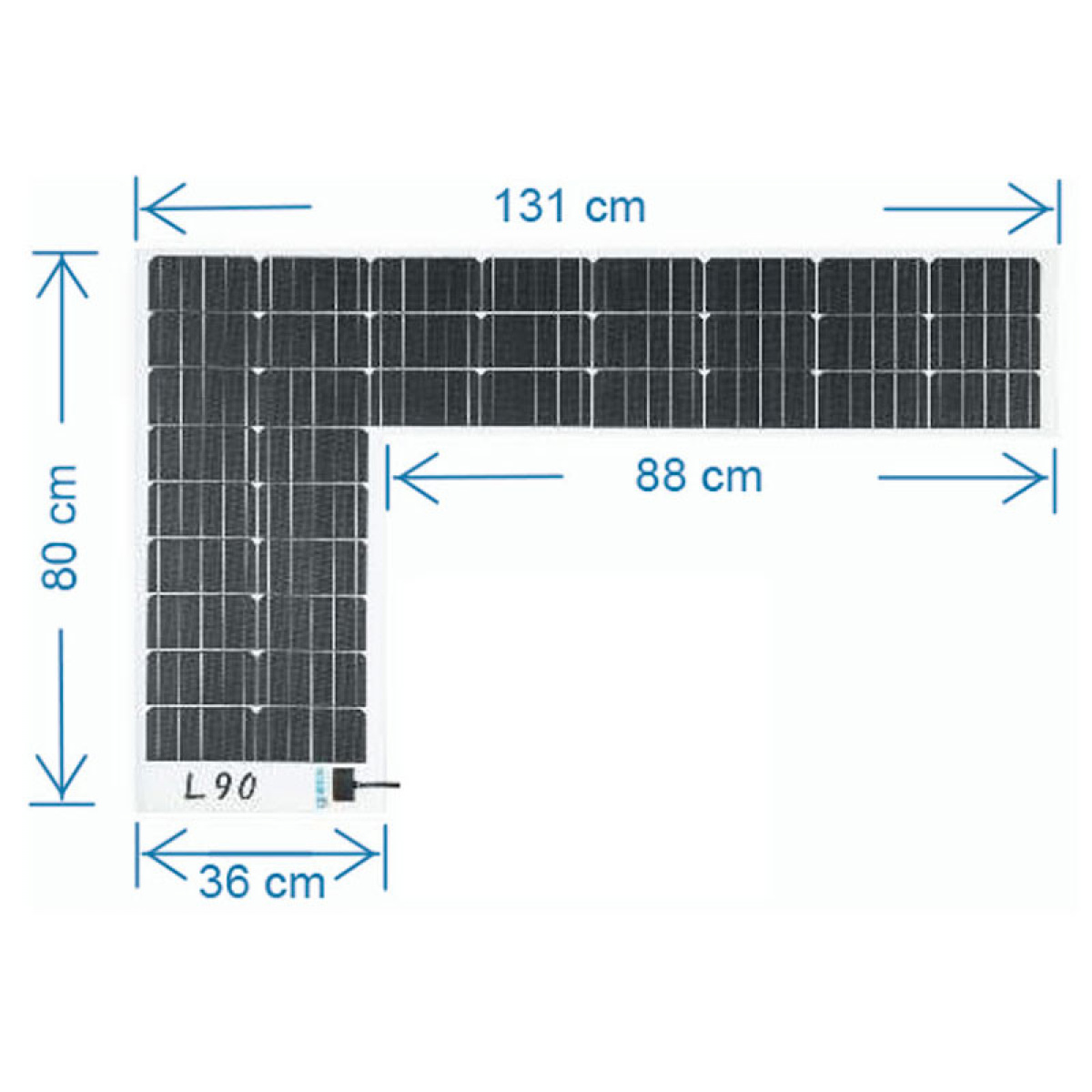 Moscatelli Solpanel Ducato 90W L-formet 1310x800 mm i gruppen Campingvogn & Bobilt / Elektronikk / Solpaneler hos Campmarket (70135)