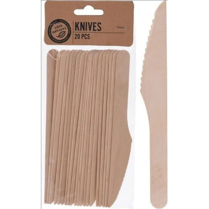 Eco Engangsbestikk Kniv 20-Pakning Tre i gruppen Husholdning & Kjøkken / Servering / Engangsartikler hos Campmarket (70177)