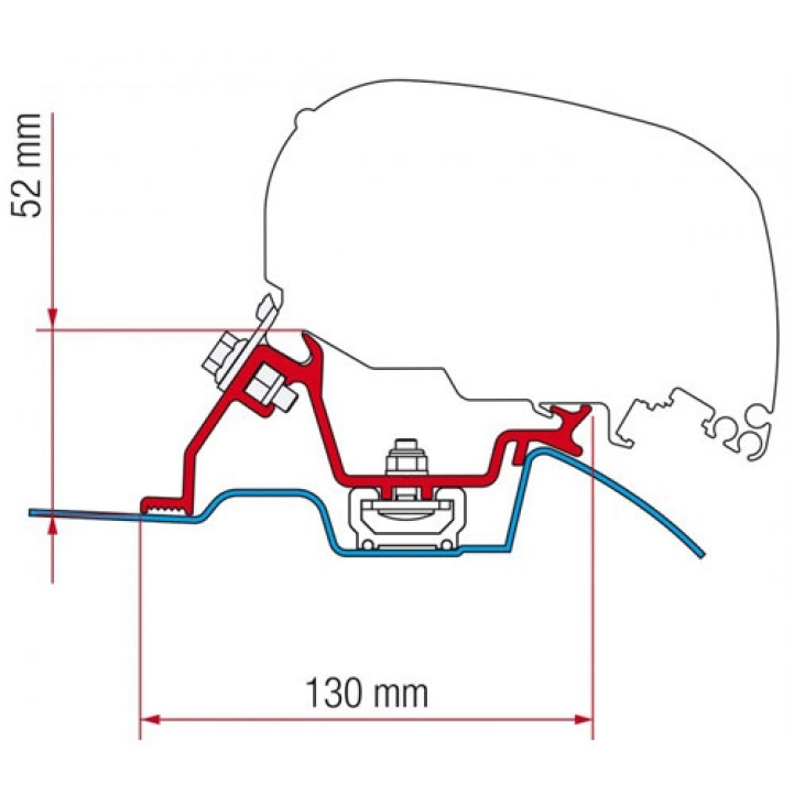 Fiamma Adapter F65/F80 Sprinter Med Takstativ 2006- i gruppen Campingvogn & Bobilt / Van & Plåtbiter / Markiser / Markiseadaptere / Fiamma / F65/F80-Crafter/Sprinter hos Campmarket (71189)