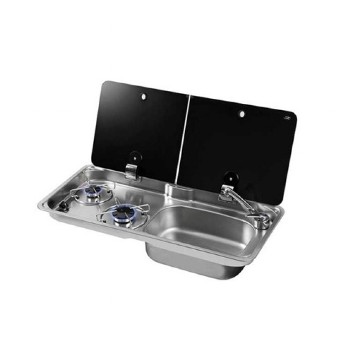 Vask med Helle 2-delt lokk - Høyre i gruppen Husholdning & Kjøkken / Kjøkkenvasker & Kokeplater hos Campmarket (71976)