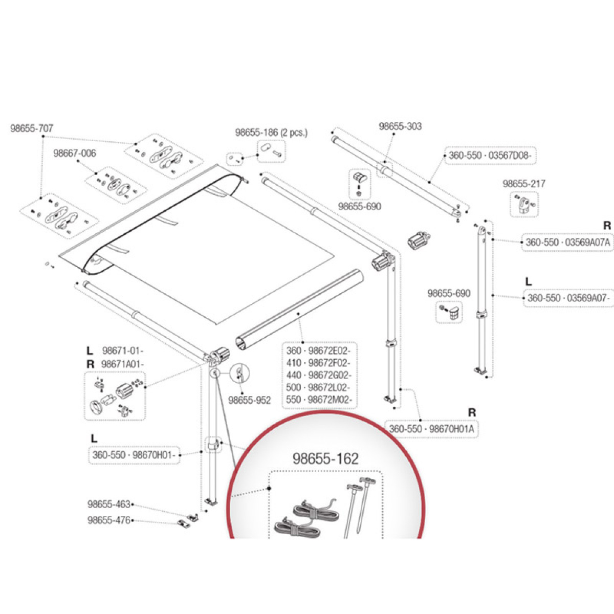 Fiamma Stormkit 98655-162 Caravanstore/F35 i gruppen Fortelt & Markiser / Markiser / Campingvognmarkiser / Reservdeler Campingvognmarkiser / Reservdeler Caravanstore hos Campmarket (73422_01)