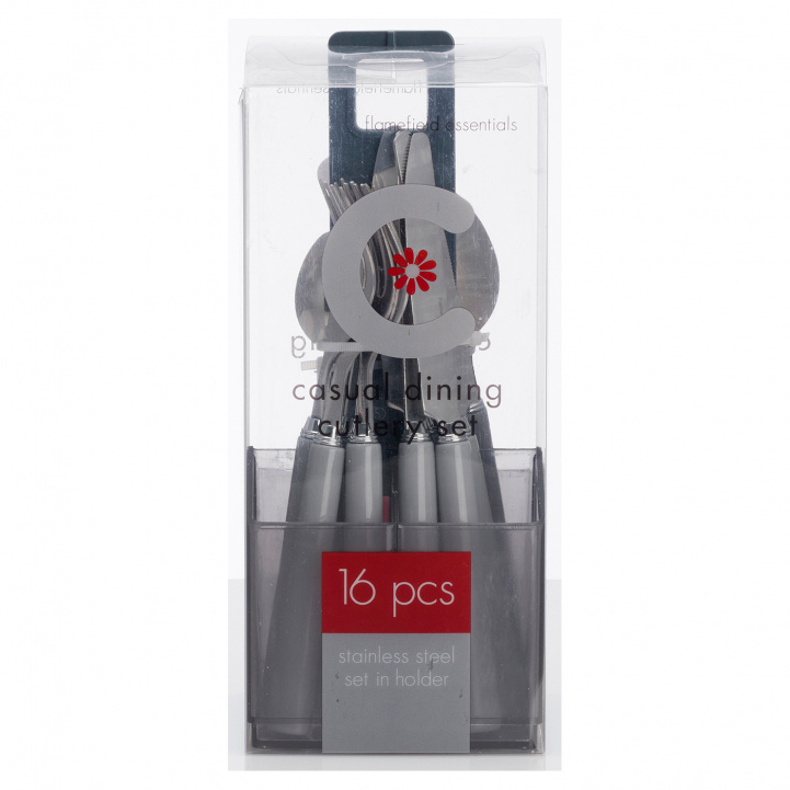 Bestikksett, 16 deler. Grå i gruppen Husholdning & Kjøkken / Servering / Bestikk hos Campmarket (73781)
