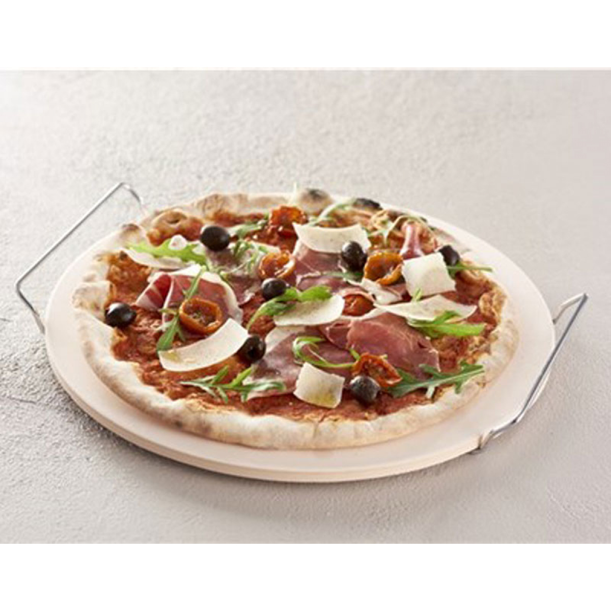 Pizzastein med holder 33 cm i gruppen Husholdning & Kjøkken / Griller / Grilltilbehør hos Campmarket (73968)