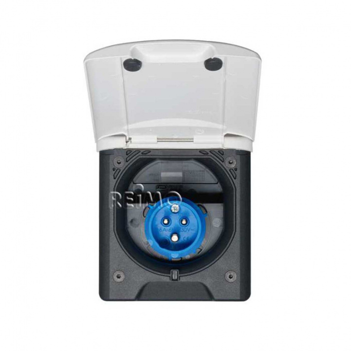 CEE Inngangskontakt Hvit Med Magnetlås i gruppen Campingvogn & Bobilt / Elektronikk / Strømbryter & In/Utgang / Elingang & Tilkobling hos Campmarket (74041)