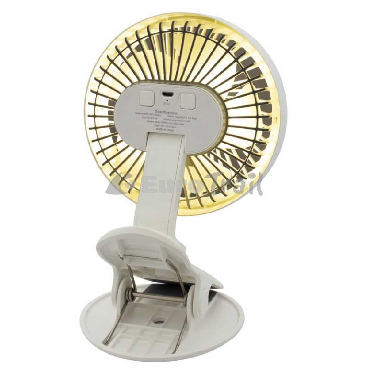 Oppladbar Vifte Med Klemme & LED i gruppen Campingvogn & Bobilt / Varme, Kulde & Ventilasjon / Vifter & Peiser hos Campmarket (74272)